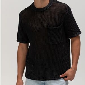 Rsq Tilly Men's White Mesh Cotton Knit‎ Shirt Front Pocket Sz Small